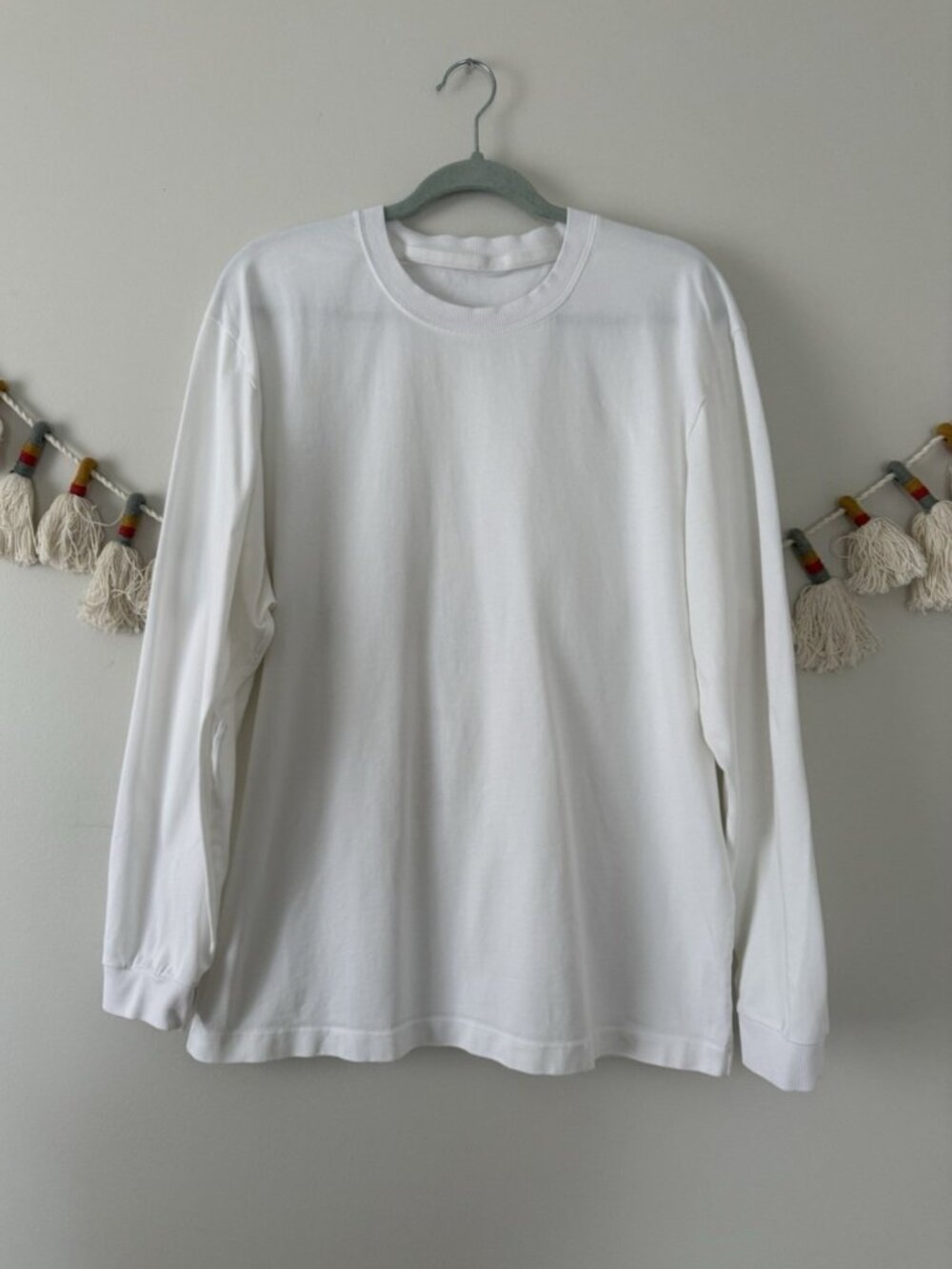 Lululemon Pique Oversized Long Sleeve Shirt White Cotton Blend Basics Mens L